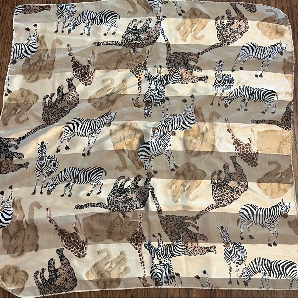 Women’s Zebra, Elephant,Leopard scarf. Size 20 x 20”